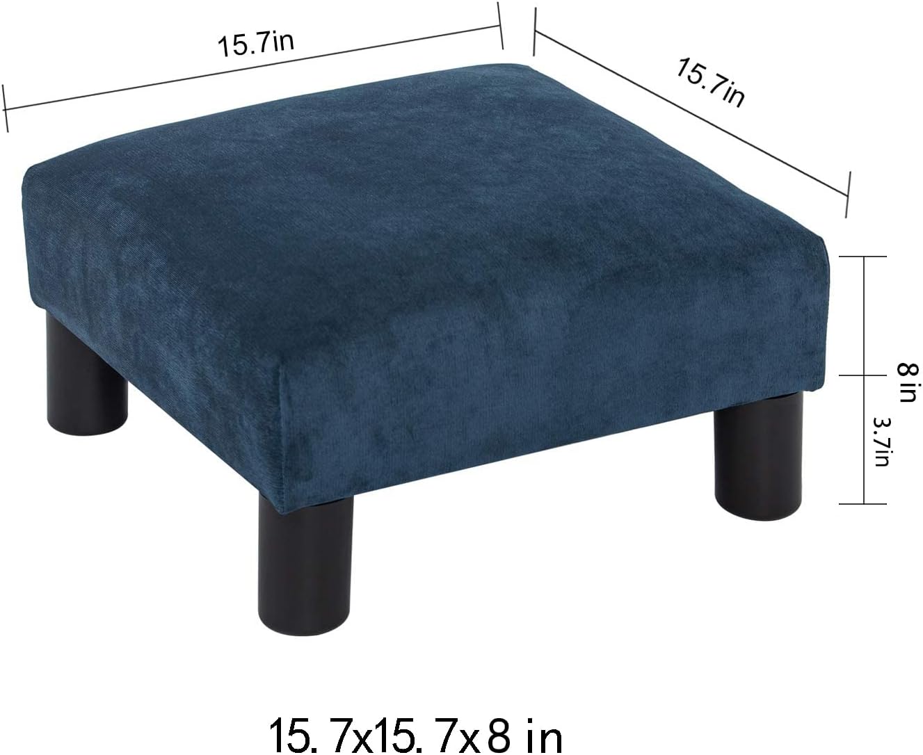 Joveco Small Foot Rest Stool Ottoman, 15" Fabric Square Short Low Footstool Upholstered Footrest