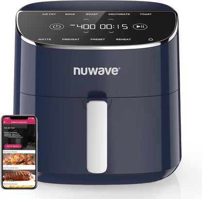 Nuwave Brio Plus Air Fryer 8 Qt, New & Improved, PFAS-FREE, 7 Digital One-Touch Cook Functions that