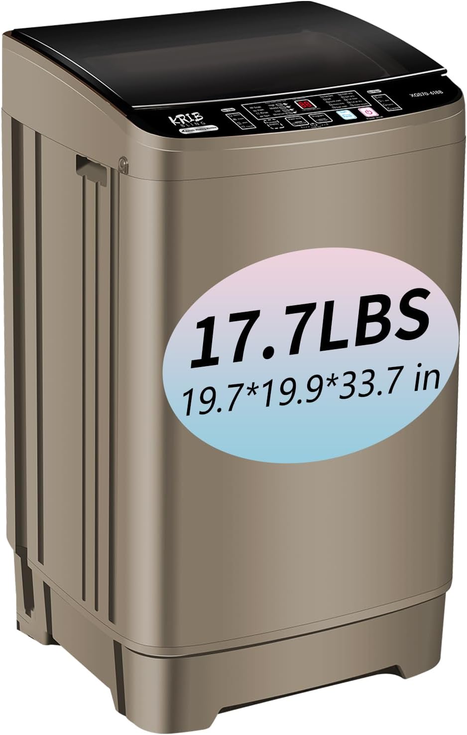 Full Automatic Washing Machine with LED Display, 17.7 lbs Portable Washer Drain Pump, 10 Programs &