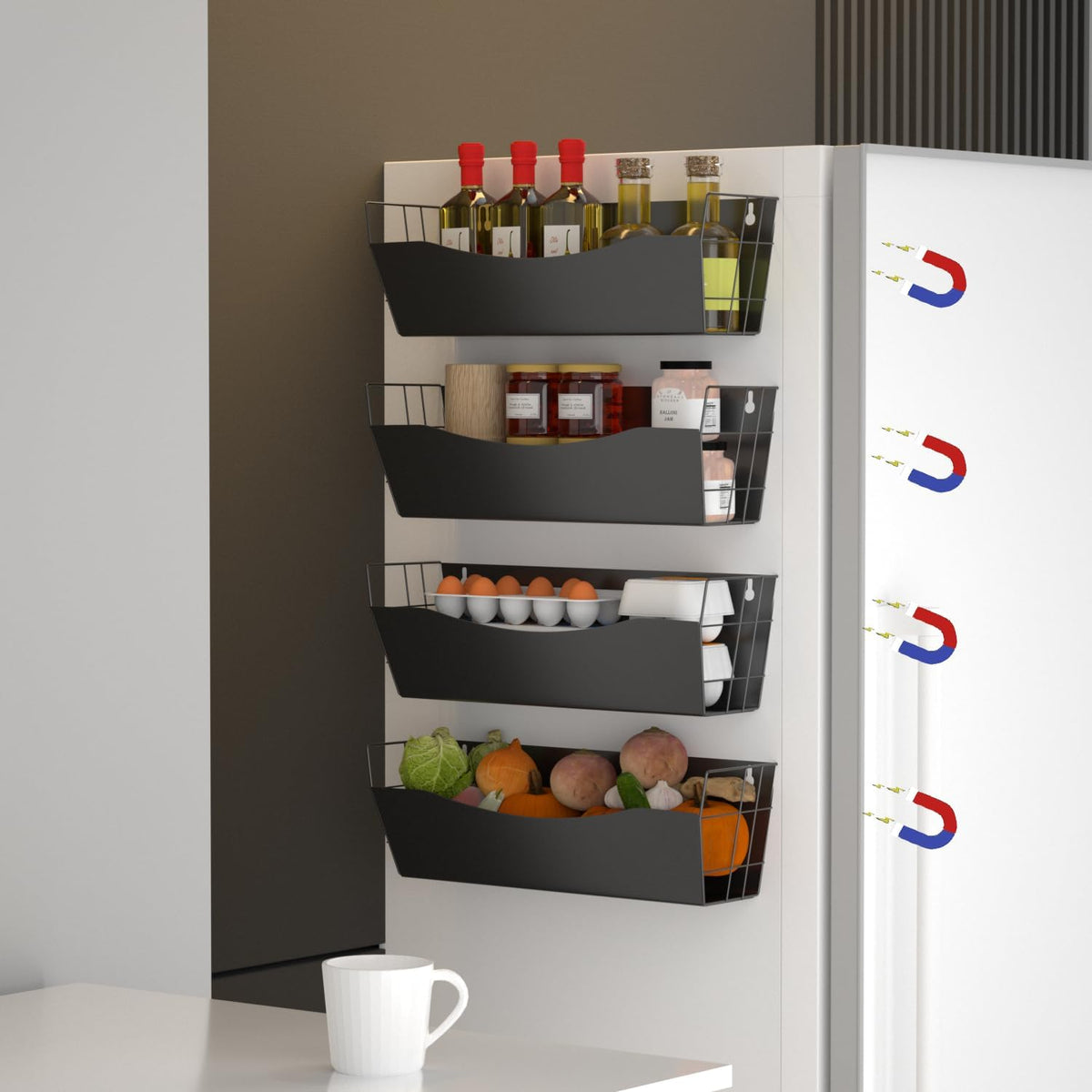 Magnetic Kitchen Organizer for Refrigerator Spice Rack Organizer Metal Magnet Shelf For Waching