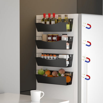 Magnetic Kitchen Organizer for Refrigerator Spice Rack Organizer Metal Magnet Shelf For Waching