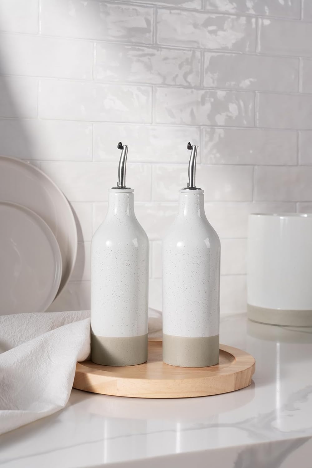 famiware Milkyway 16oz Ceramic Olive Oil Dispenser Bottle, Olive Oil and Vinegar Dispenser Bottle