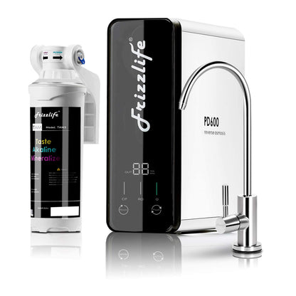 Frizzlife Reverse Osmosis Water Filter - Alkaline Mineral pH+, 600 GPD High Flow, Tankless RO