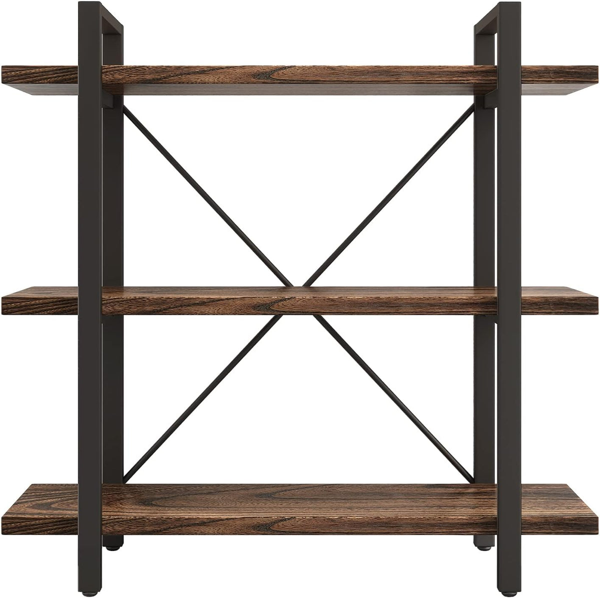 3 Tier Bookshelf Modern Rustic Open Bookshelf Office Solid Wood Bookcase and Book Shelves Wood and