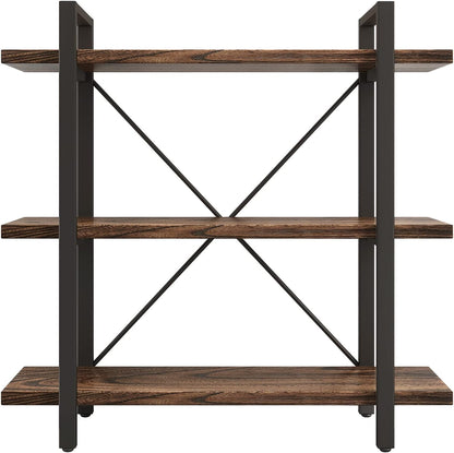 3 Tier Bookshelf Modern Rustic Open Bookshelf Office Solid Wood Bookcase and Book Shelves Wood and