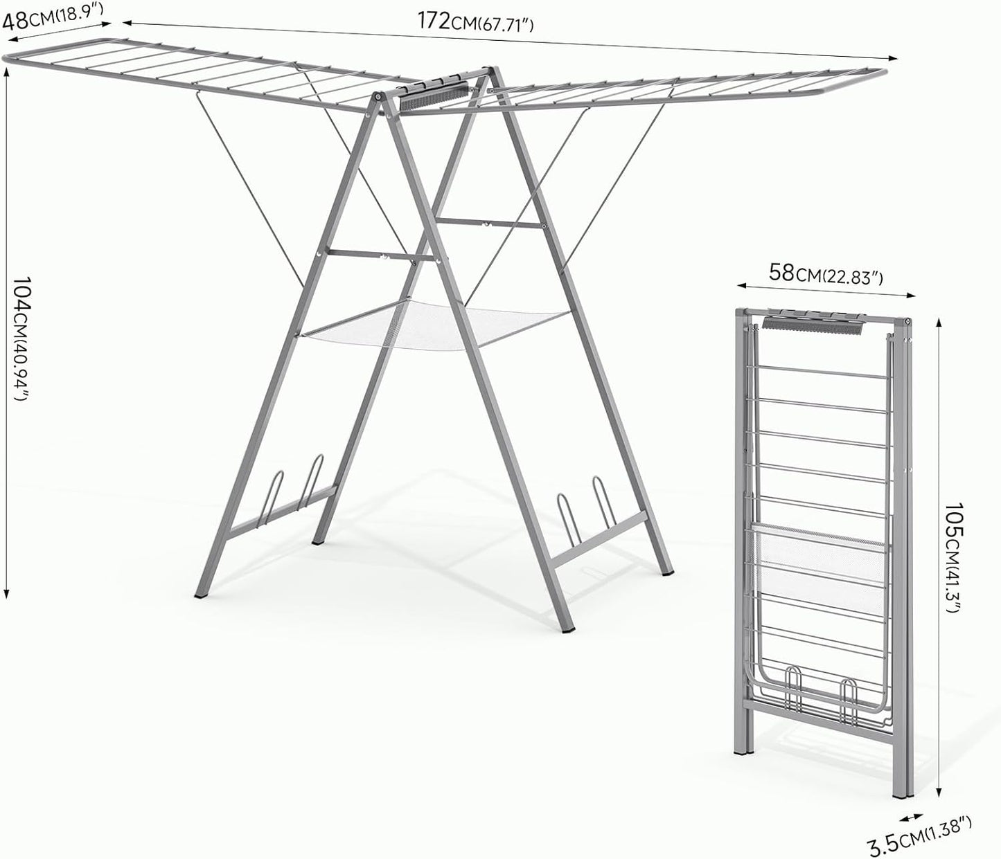 APEXCHASER Clothes Drying Rack Foldable, Metal Laundry Drying Rack Collapsible, Portable Compact