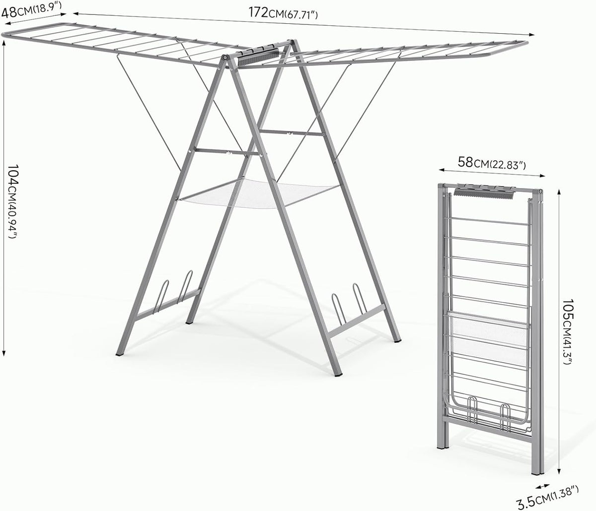 APEXCHASER Clothes Drying Rack Foldable, Metal Laundry Drying Rack Collapsible, Portable Compact
