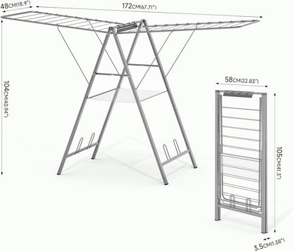 APEXCHASER Clothes Drying Rack Foldable, Metal Laundry Drying Rack Collapsible, Portable Compact