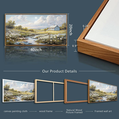PHAOHUAXM Wood Framed Wall Art For Living Room Large Canvas Wall Decor For Bedroom Flower