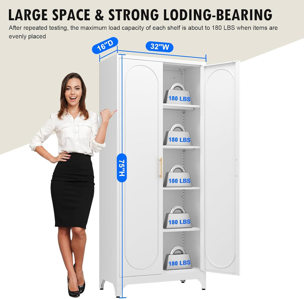 Metal Storage Cabinet with Doors and Shelves, 75 Inch Tall Kitchen Pantry Cabinet, Pantry Cabinets