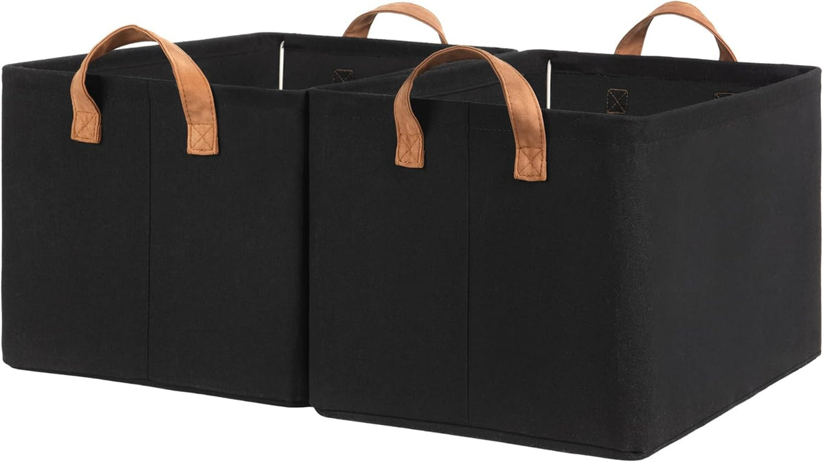 StorageWorks Storage Bins, Fabric Storage Bins for Shelves, Large Storage Baskets with Metal Frame