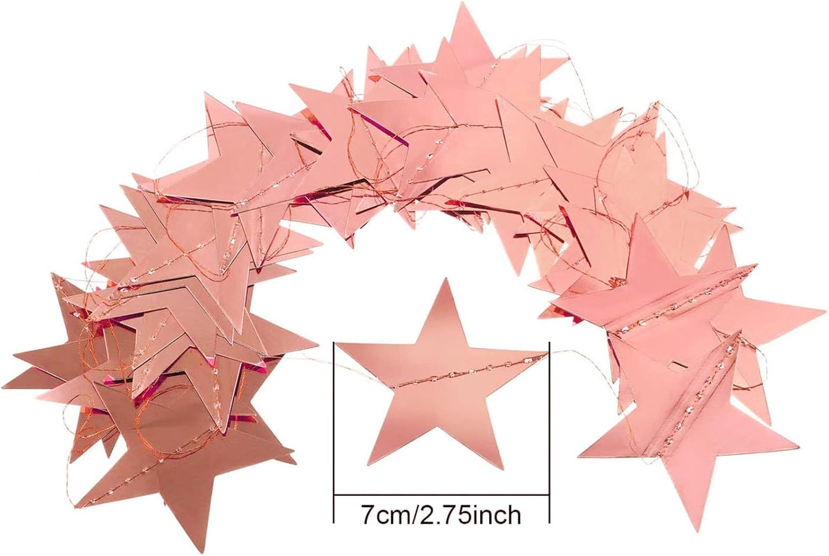 Patelai Glitter Star Garland Banner Decor, 130 Feet Star Hanging Bunting Banner Bright Backdrop for