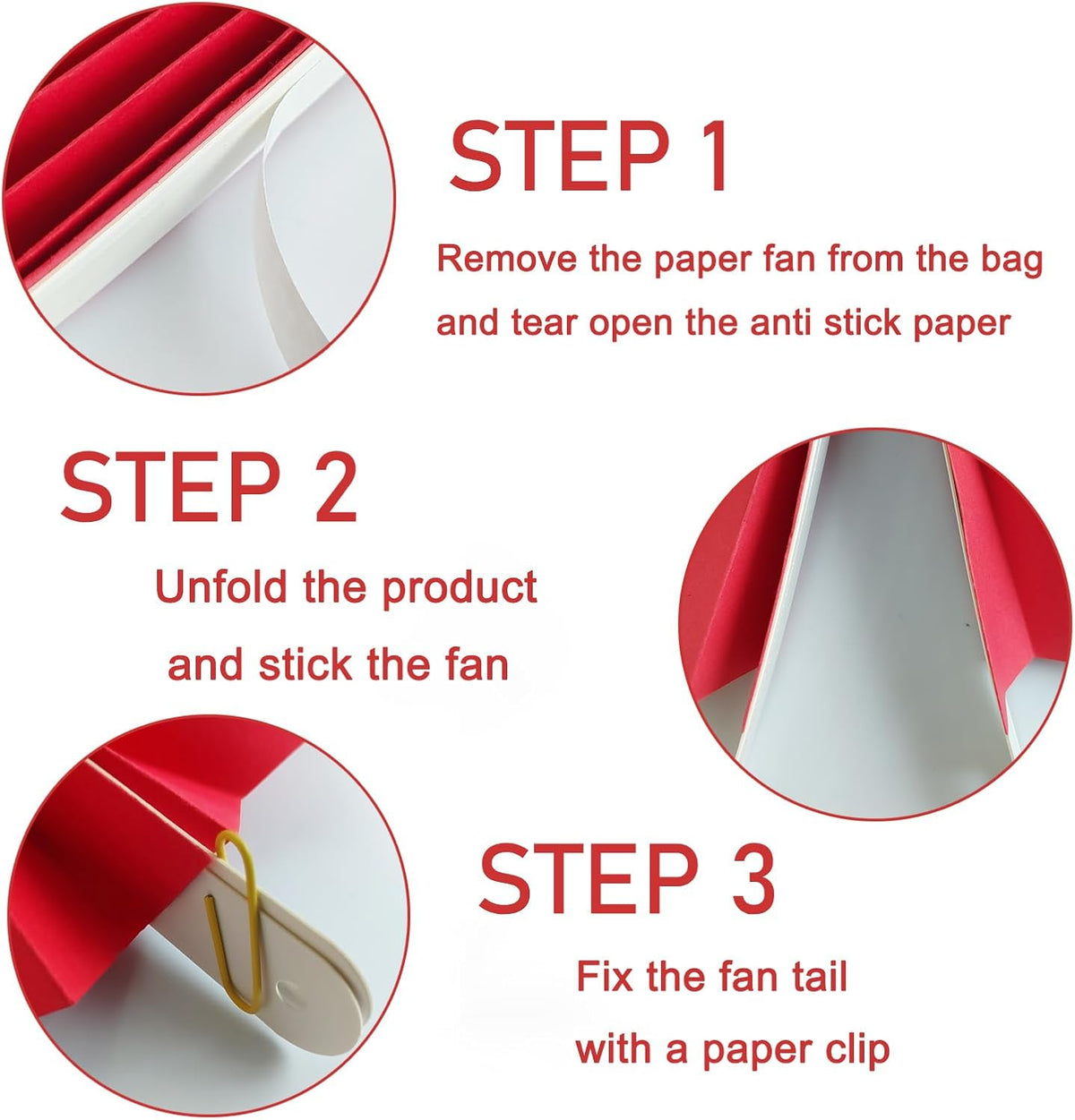 Red Birthday Decorations,DIY Red Paper Fans Hanging Decoration ,Party Supplies Party Fans 16in