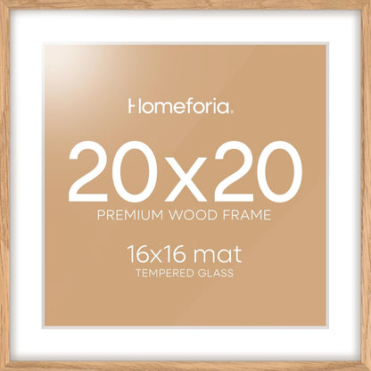 Homeforia 20x20 Wood Picture Frame, High End Natural Oak 20 x 20 Square Light Wooden Frames with