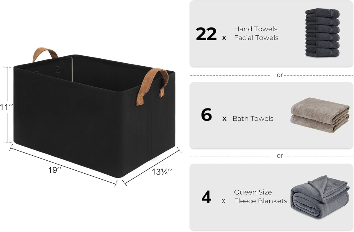 StorageWorks Storage Bins, Fabric Storage Bins for Shelves, Extra Large Storage Baskets with Metal
