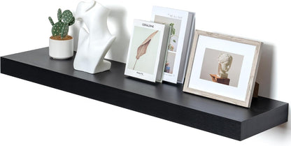 12'' Deep Floating Shelves, 48 Inch Large Floating Shelf Black, Deep Wall Shelves for Living Room