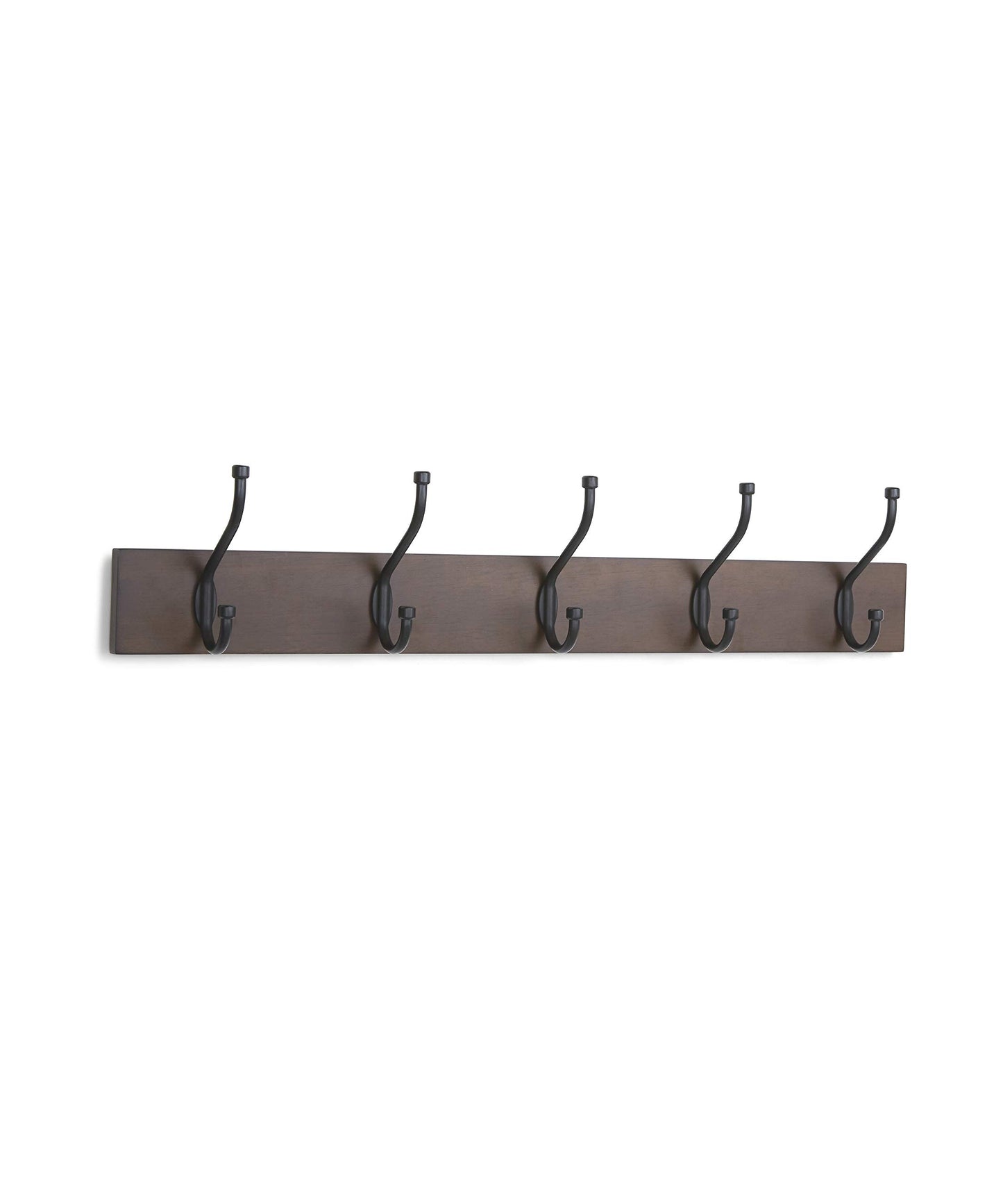 Amazon Basics Wall-Mounted Metal Coat Rack, 5 Hooks, Espresso