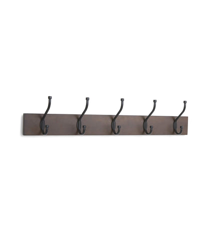 Amazon Basics Wall-Mounted Metal Coat Rack, 5 Hooks, Espresso