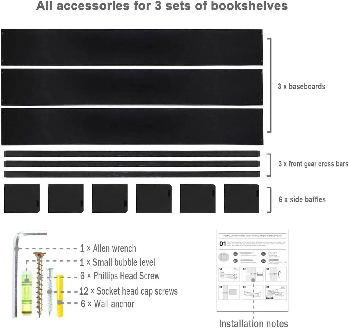 AZSKY Black Nursery Bookshelves for Wall Hanging Kids Bookshelf Baby Book Shelf Organizer Wall