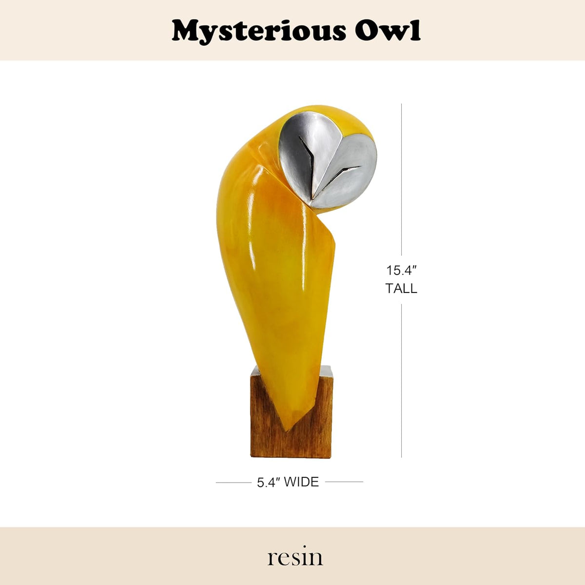 15 Inch Owl Statue for Home Decor Accents Office Decor, Handmade Owl Sculpture for Bookshelf Decor