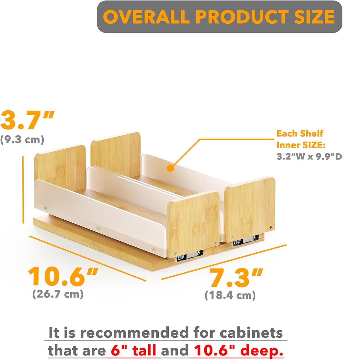 SpaceAid Bamboo Pull Out Spice Rack Organizer for Cabinet, Heavy Duty Slide Out Seasoning Kitchen