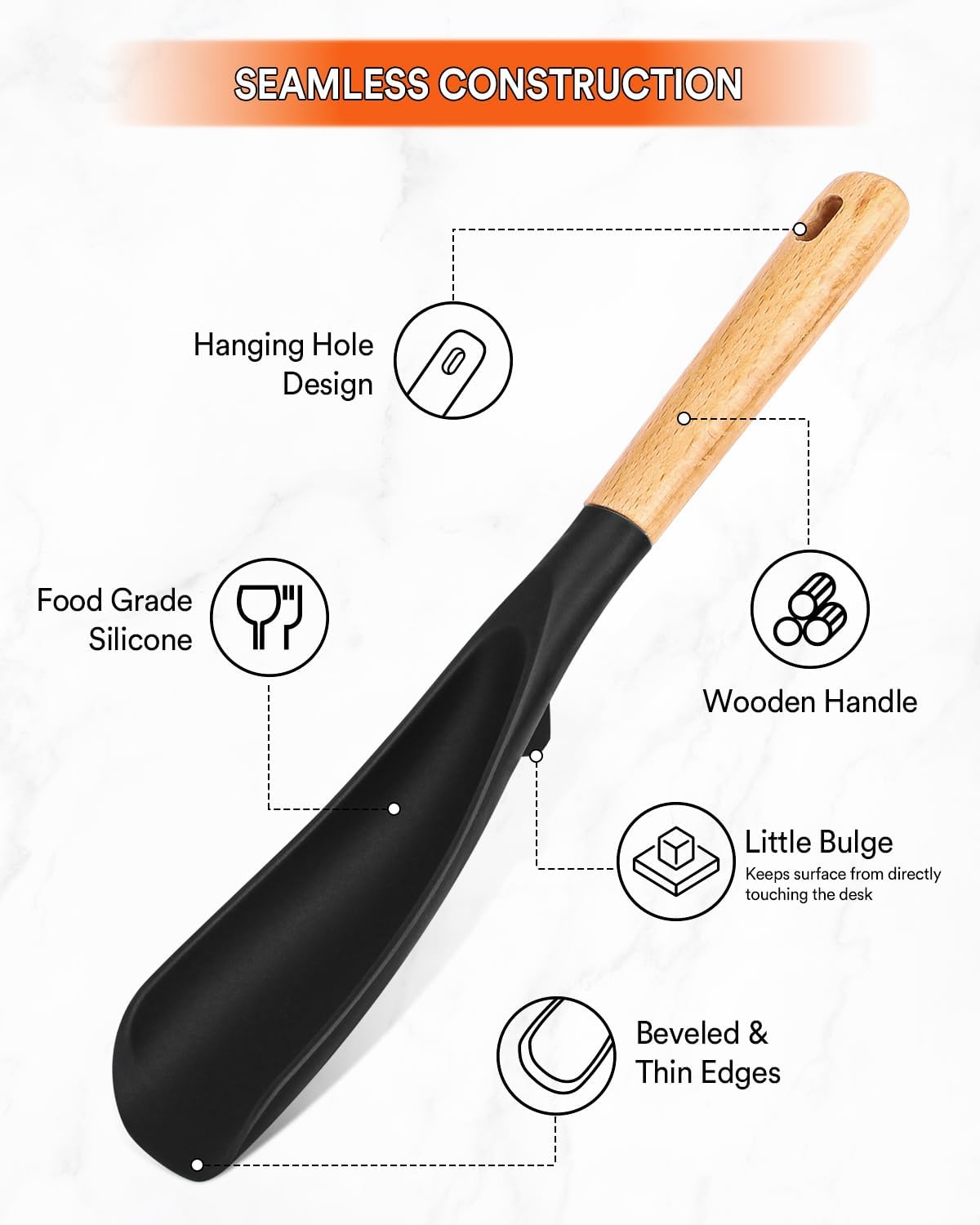 Cooking Spoon for Nonstick Cookwares, Great for Cooking and Serving Sturdy BPA-Free Matte Silicone