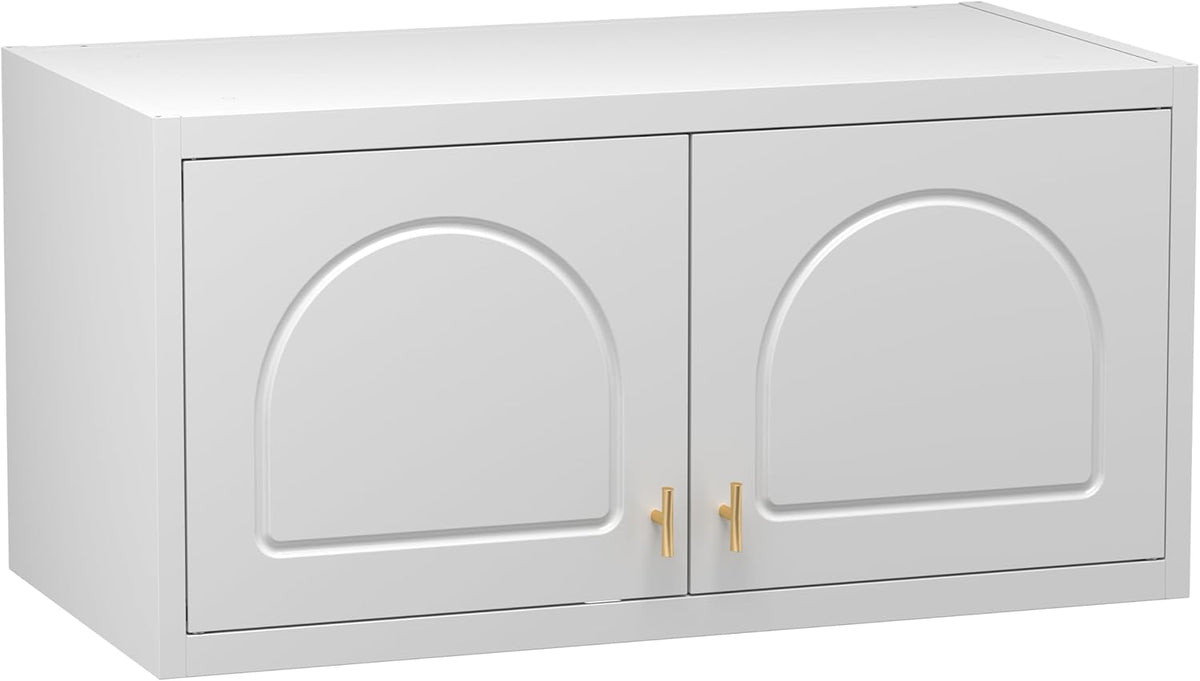 Wall Cabinet with Doors, Small Hanging Cabinet for Kitchen Pantry, Metal Overhead Cabinets for