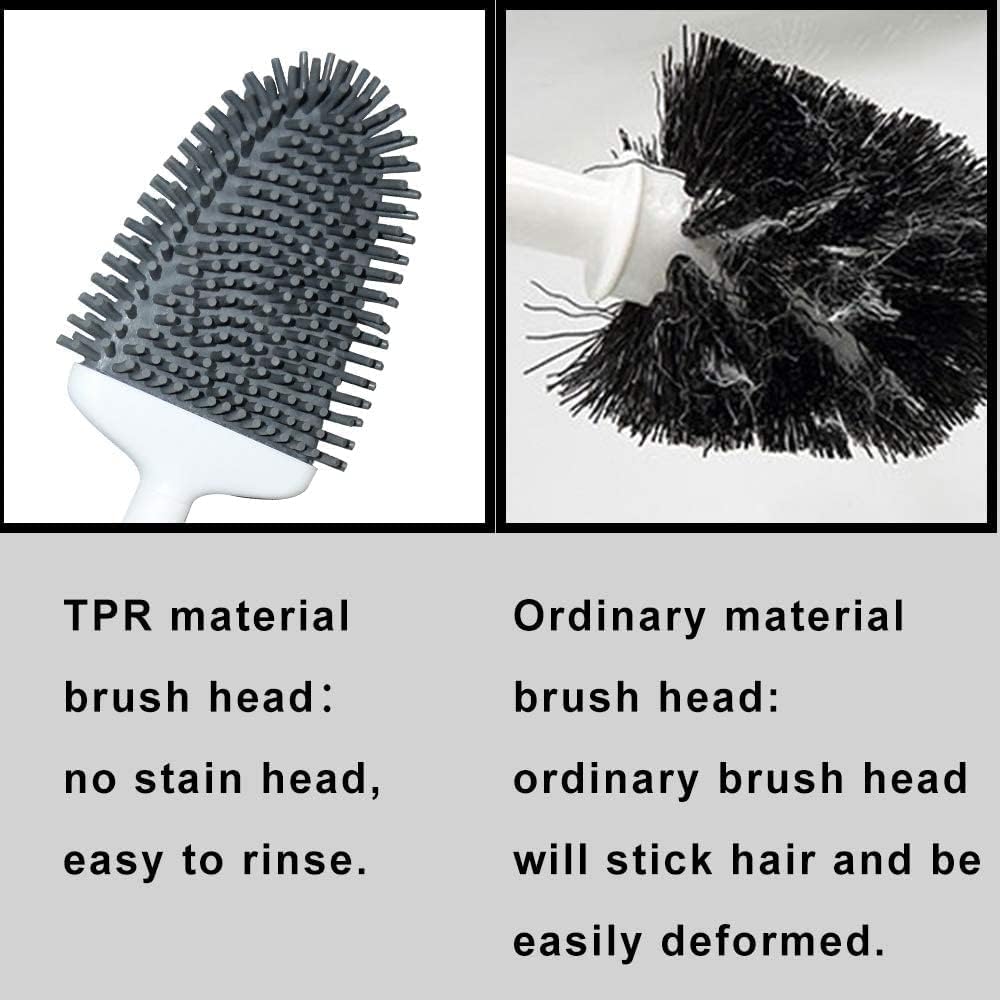 Sellemer Toilet Brush and Holder Set for Bathroom, Flexible Toilet Bowl Brush Head with Silicone