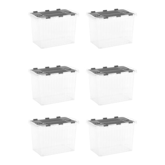 Superio 6-Pack Clear Storage Bins with Lids (15"x10"x10.25") - Stackable Plastic Containers