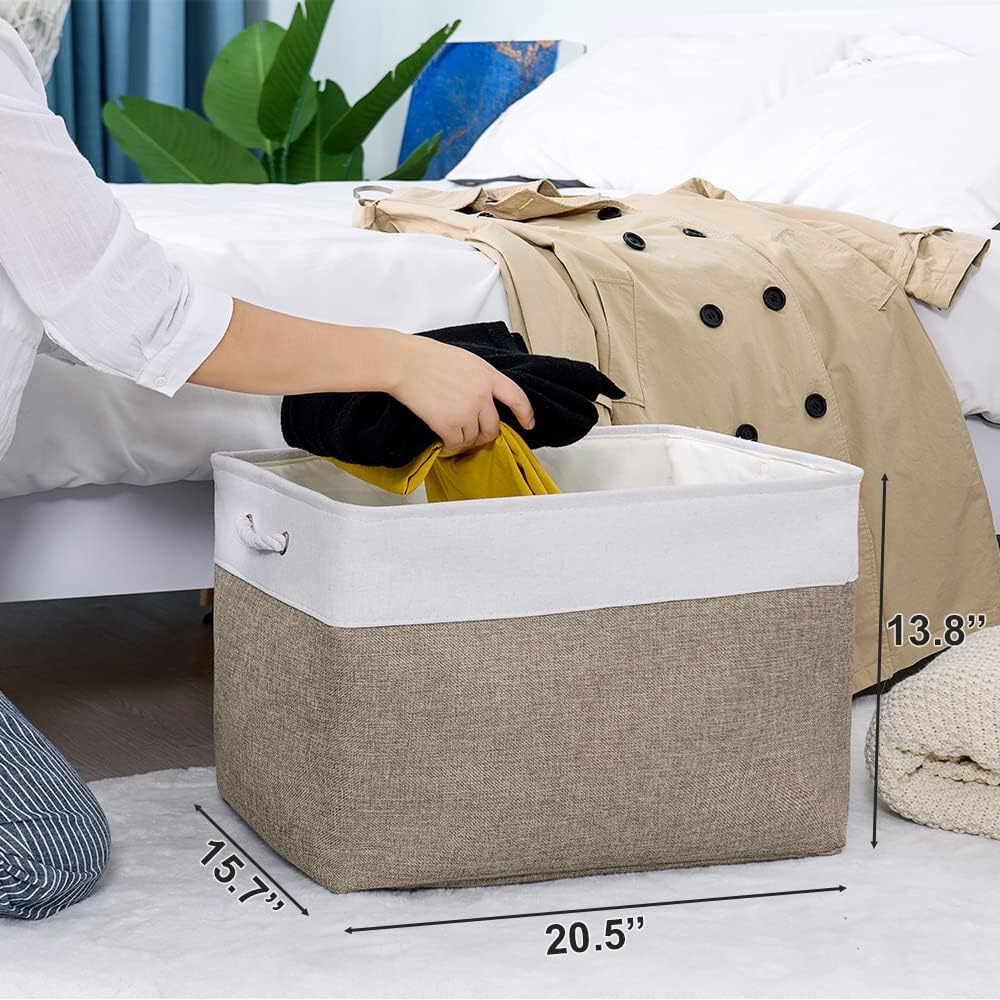 TheWarmHome Organization Basket - 20x16x14 inch Jumbo 3 Pack Collapsible Storage Bins for Shelves