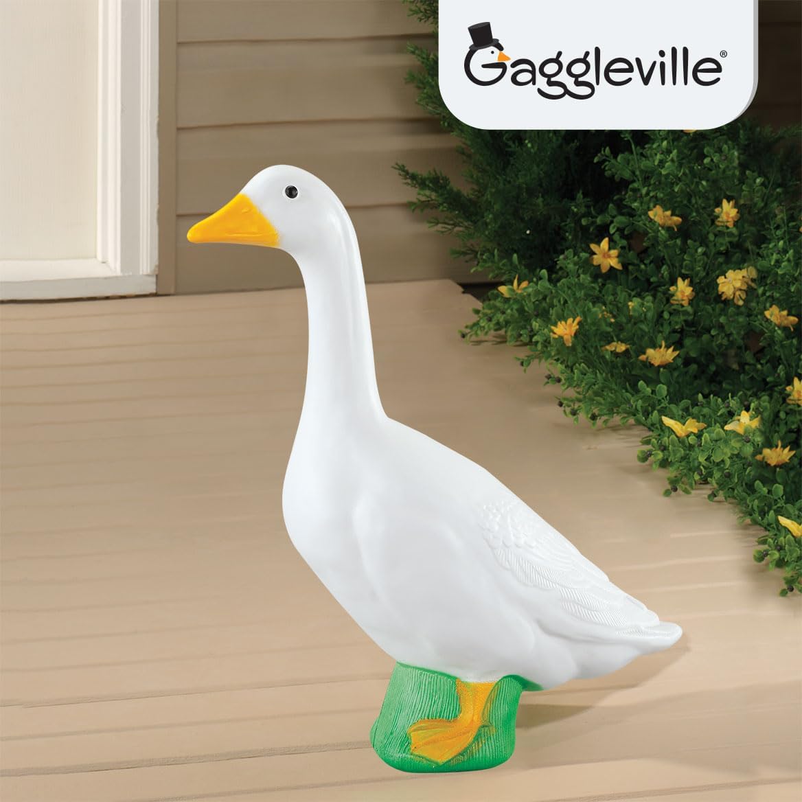 Fox Valley Traders Gaggleville Porch Goose Baby Statue – Charming 17" Outdoor Decorative Figurine