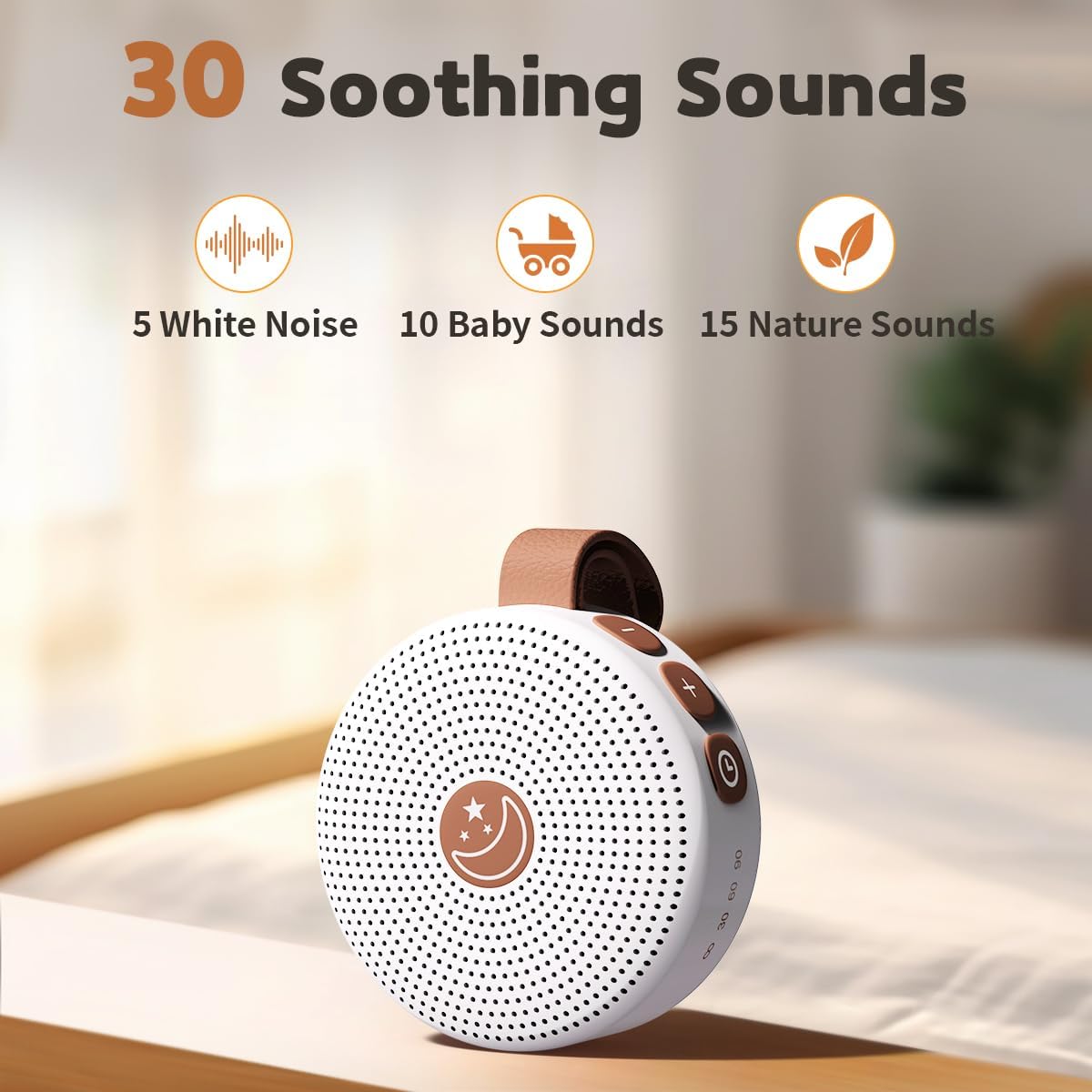 Mini Sound Machine Portable Baby White Noise Machine with 30 Soothing Sounds for Kids Adults