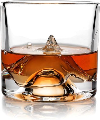 K2 Nepalese Heavy Crystal Whiskey Glasses Gift Set of 2, Thick Freezable Bourbon Glass 1lb Each