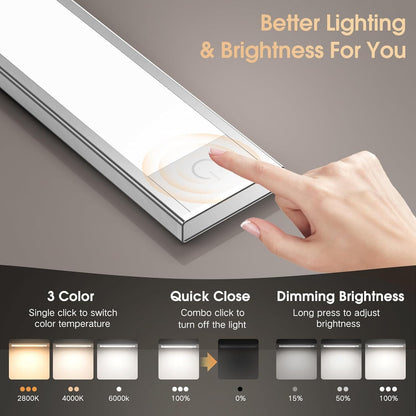 VST 72 LEDs Motion Sensor Lights Indoor 3 Color Temps, Dimmable Under Cabinet Lighting, 1800mAh
