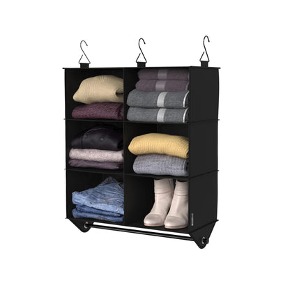 ClosetMaid 6-Shelf Fabric Hanging Closet Organizer with Garment Rod for Shirts, Sweaters, Pants