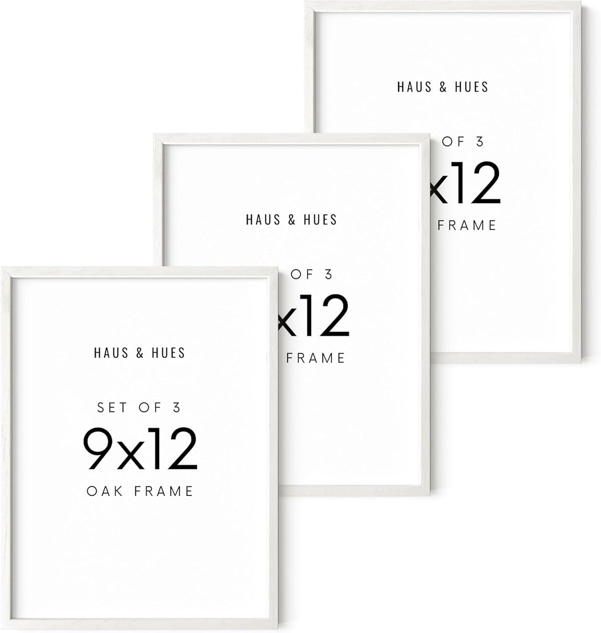 HAUS AND HUES Set of 3 9x12 Picture Frame - 9x12 Frame Wooden Picture Frames, 9 X 12 Frame Natural