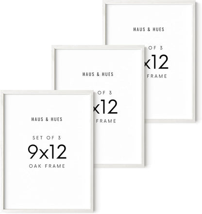 HAUS AND HUES Set of 3 9x12 Picture Frame - 9x12 Frame Wooden Picture Frames, 9 X 12 Frame Natural