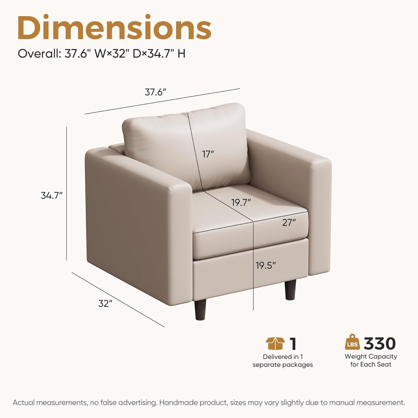 Faux Leather Oversized Accent Chair with Storage Deep Seat Single Sofa Large Reading Armchair for