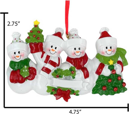 3D Winter Snowman Family of 4 Christmas Ornament 2025 Personalized Family Christmas Ornaments 2025