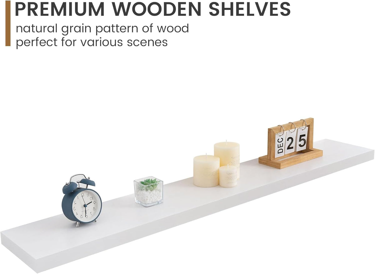 Fun Memories 48 Inch Floating Shelves for Wall, Deep Rustic Solid Pine Wood Shelf - Farmhouse Wall