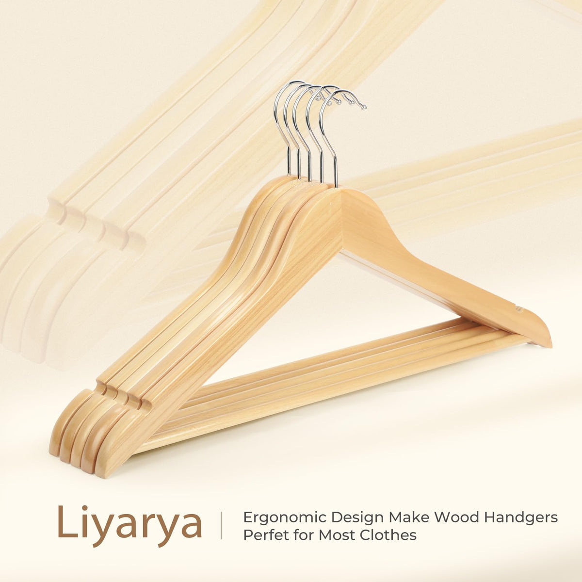 Liyarya 30 Pcs Wooden Hangers, Heavy Duty Clothing Rack for Coat, Suits