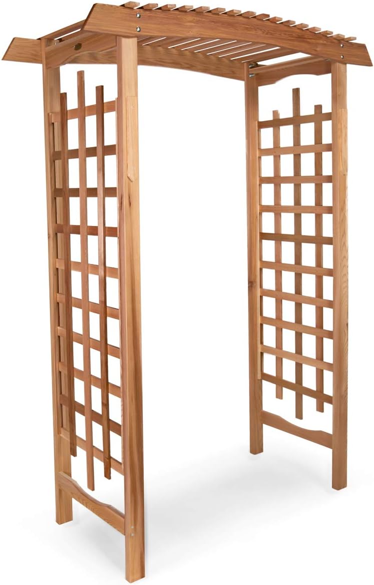All Things Cedar GA87 Garden Arbor | Handcrafted Wooden Trellis for Climbing Plants Outdoor | Cedar