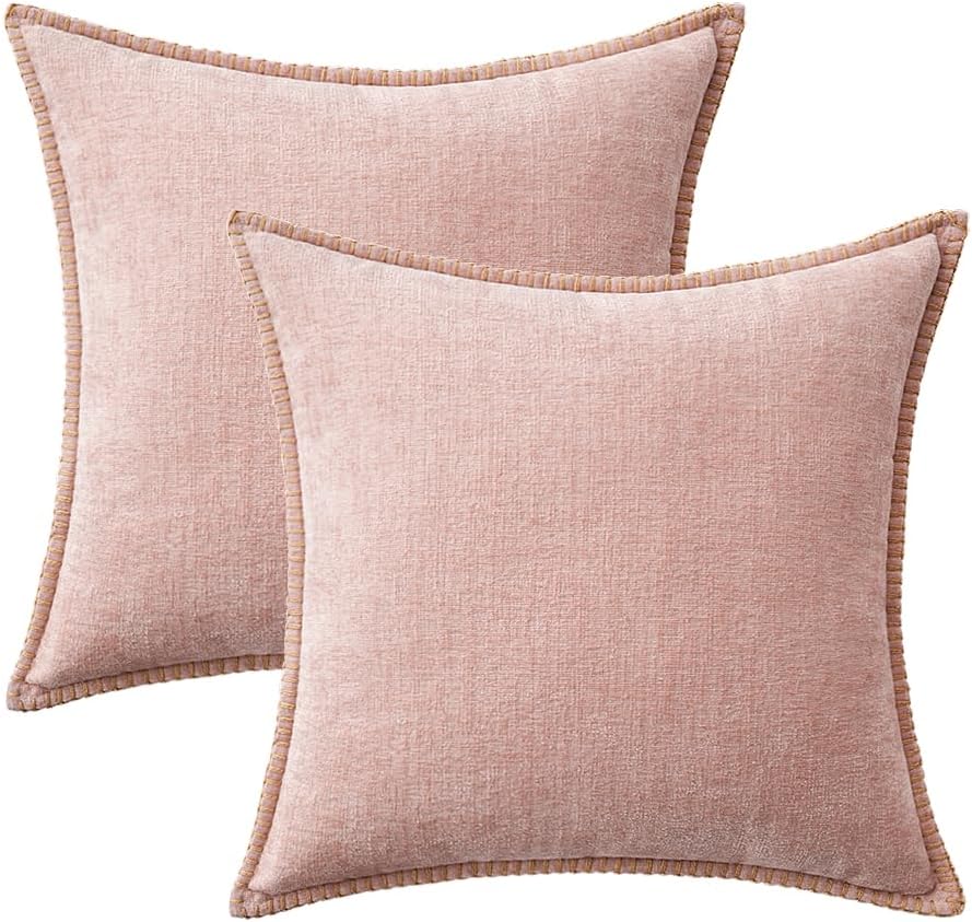 MIULEE Pack of 2 Couch Throw Pillow Covers 18x18 Inch Pink Valentine Farmhouse Decorative Pillow