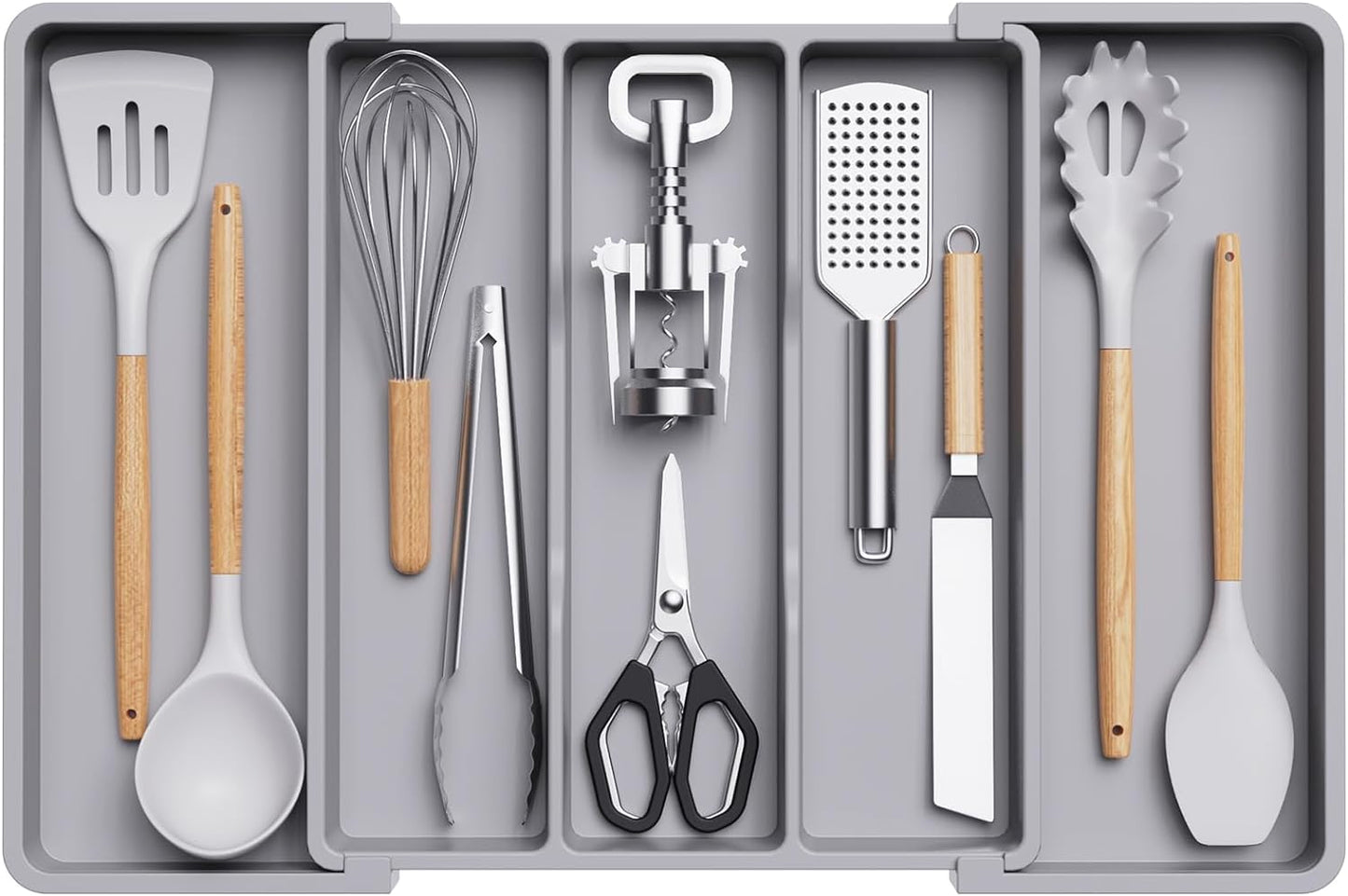 Lifewit Utensil Organizer for Kitchen Drawers, Expandable Cooking Utensil Tray, Adjustable Cutlery