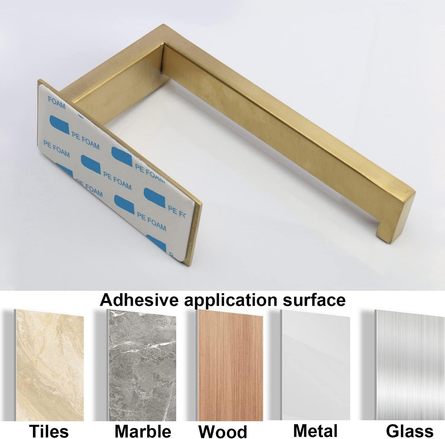 Toilet Paper Holder, Self Adhesive Tissue Holder Stainless Steel Rustproof Paper Roll Holder, No