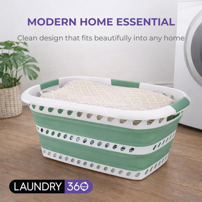Laundry 360 Collapsible Laundry Basket | Portable | Space Saver Storage | Hold 2 Loads | Store