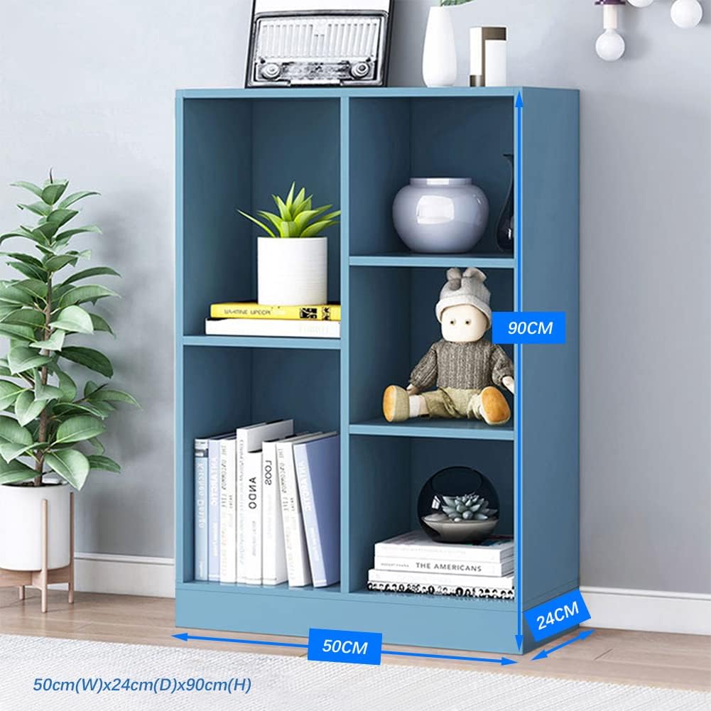 IOTXY Open Shelf Low Bookcase - Wooden 3-Tier Floor Standing Display Cabinet Organizer with Base, 5
