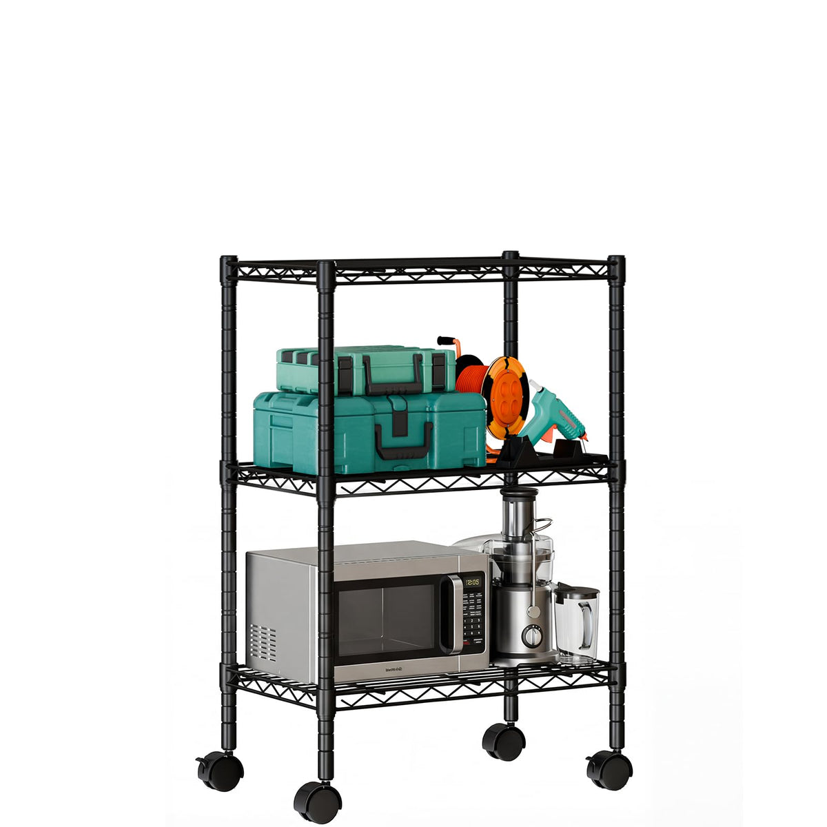 DUMOS 3-Tier Metal Storage Shelves, Wire Shelving, 23.1" W