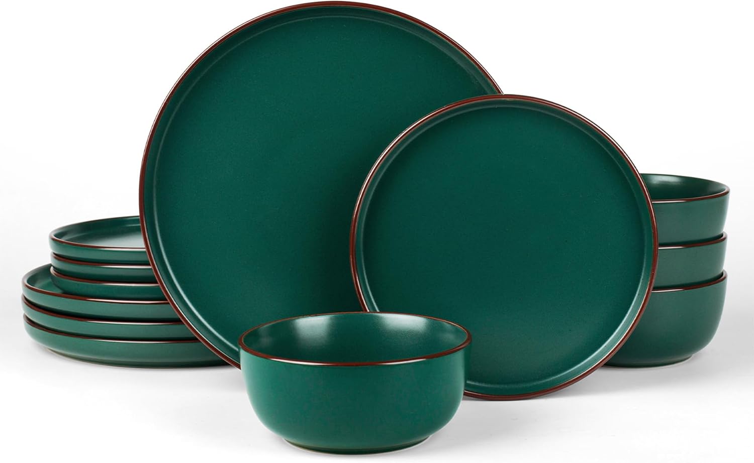 Famiware Mercury Plates and Bowls Sets, 12 Pieces Stoneware Dinnerware Sets, Dishes Set for 4