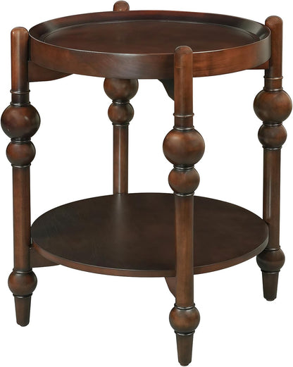 23" Round End Table, Mid Century Modern Side Table with Solid Wood Frame and Top, Small Night Stand